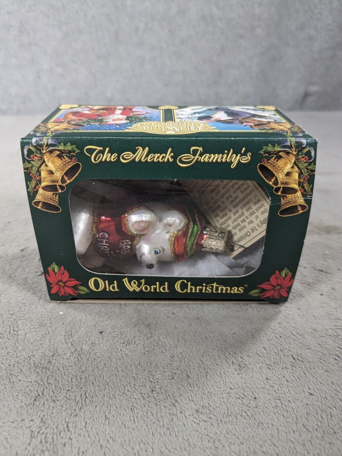 Old World Christmas Ornament White Bear Hand Blown Glass Rare