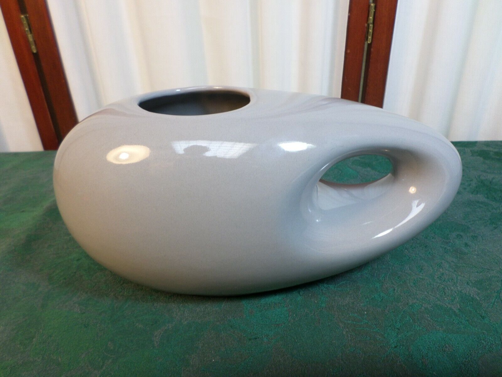 Beautiful Modern Designed Handled Gray Ceramic Vase