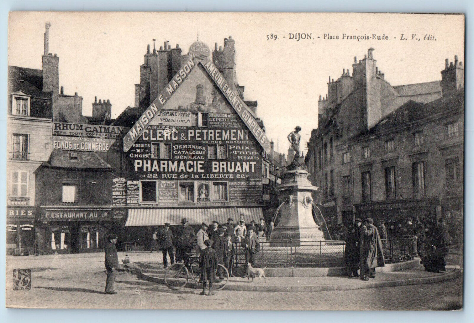 Dijon Côte-d\'Or Burgundy France Postcard Place Francois Rude c1910 Unposted