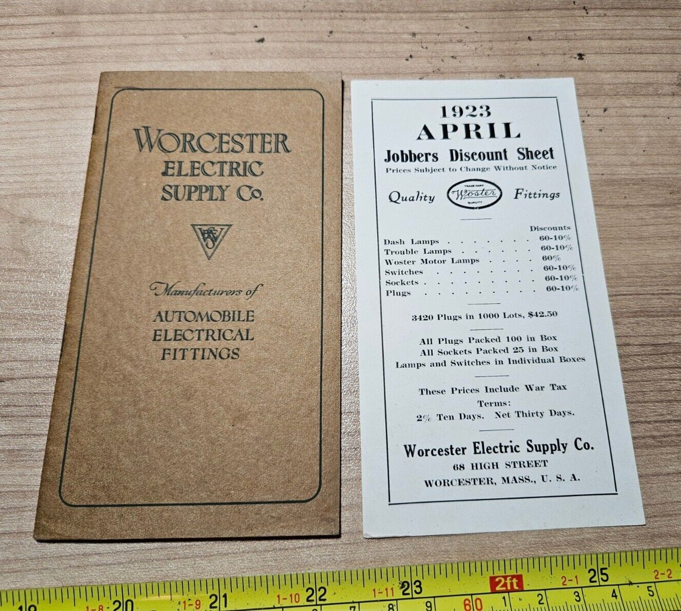 Vintage 1923 Worcester Electric Supply Co Car Lights Ford Advertising Booklet