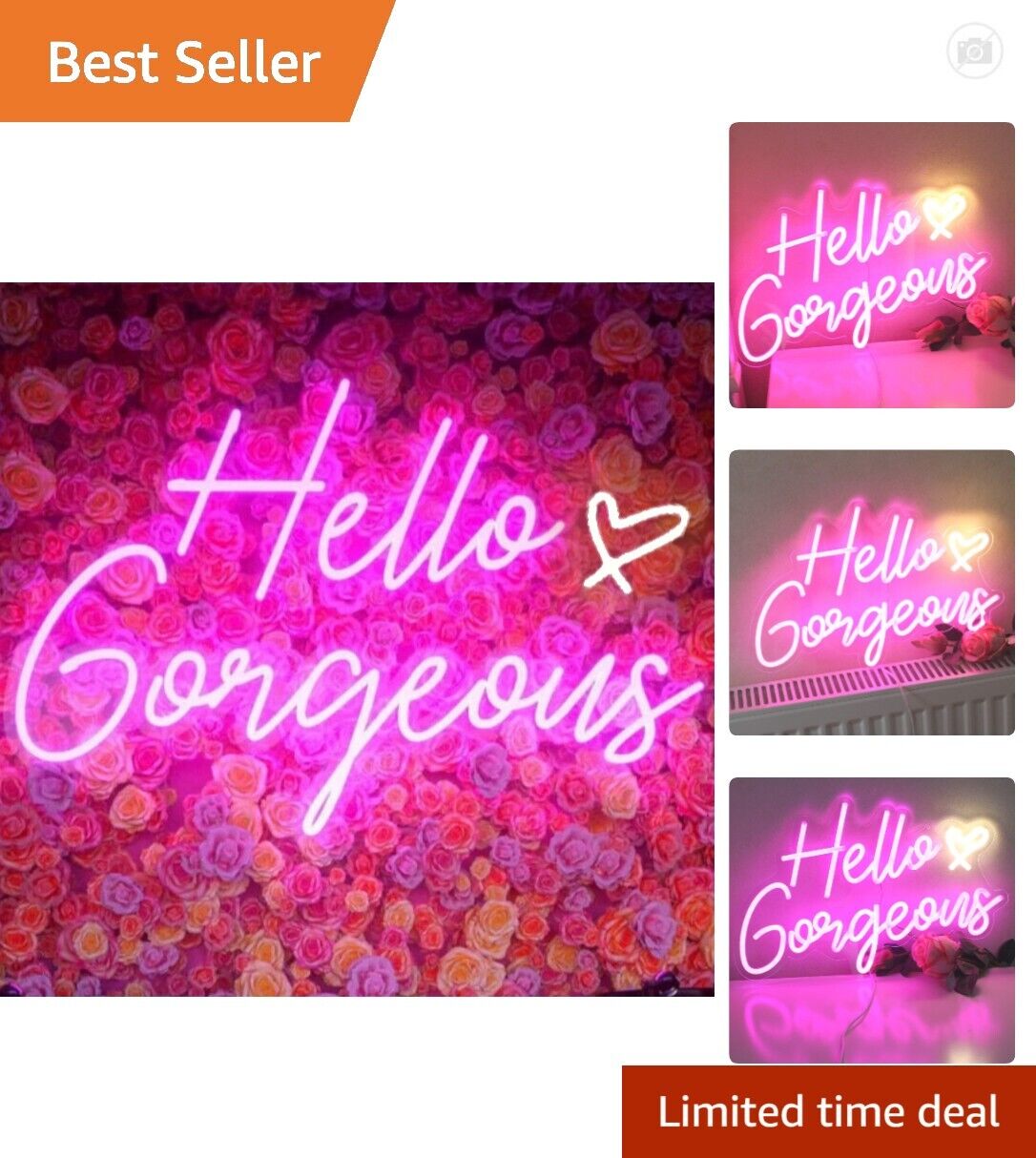 Bright Hello Gorgeous Neon Sign - Versatile Party Decoration - 16.5X10.6inches
