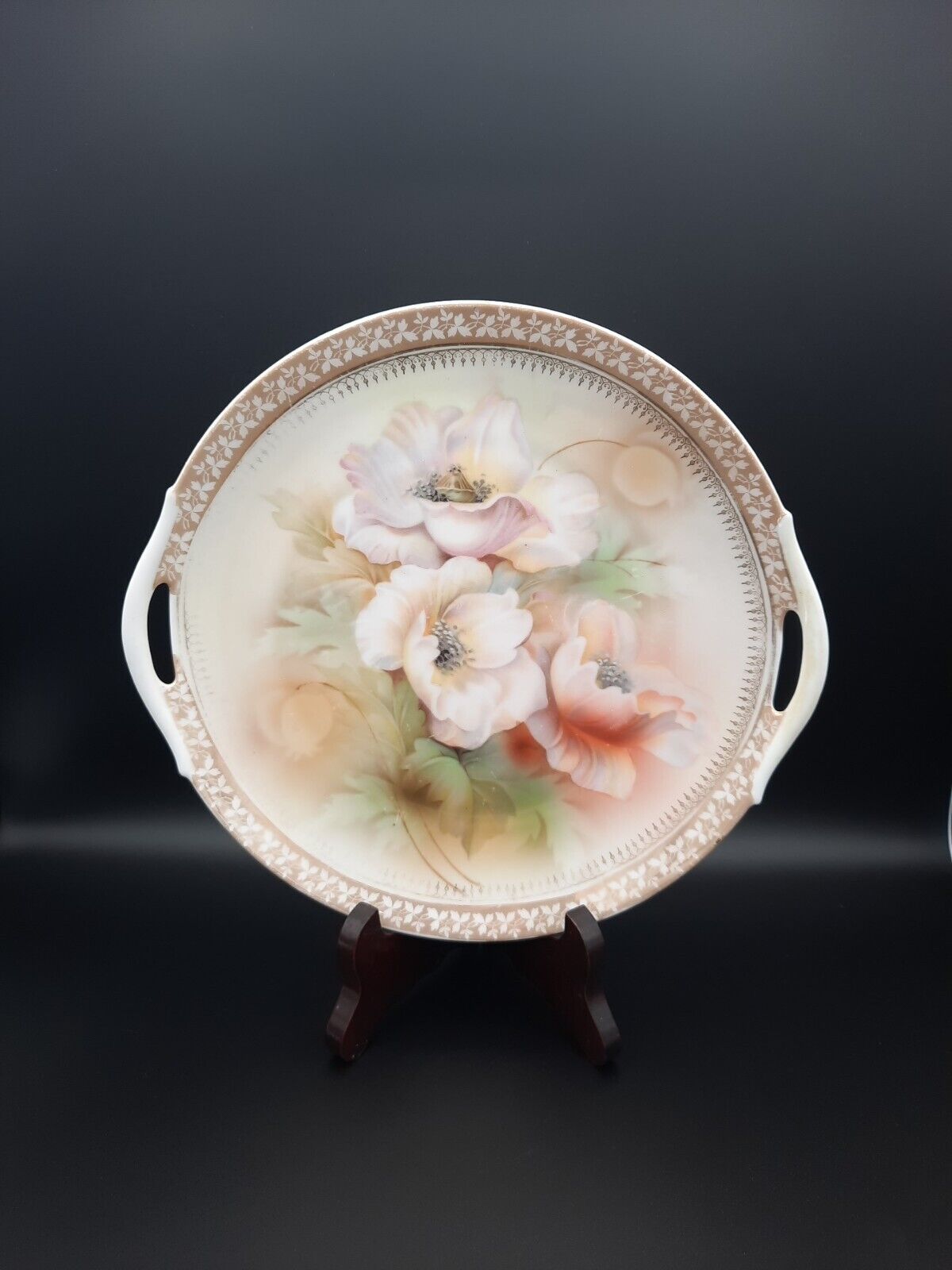 RS Prussian Floral Handled Plate Poppies 10\