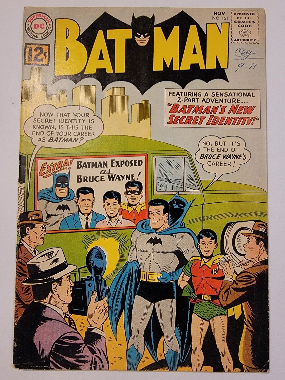 Batman #151 VG/FN Batman’s New Identity 1962 Sheldon Moldoff Vintage Silver Age 