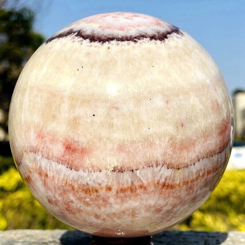 3.06 LB Natural Rhodochrosite Quartz Ball Crystal Sphere Mineral - Madagascar