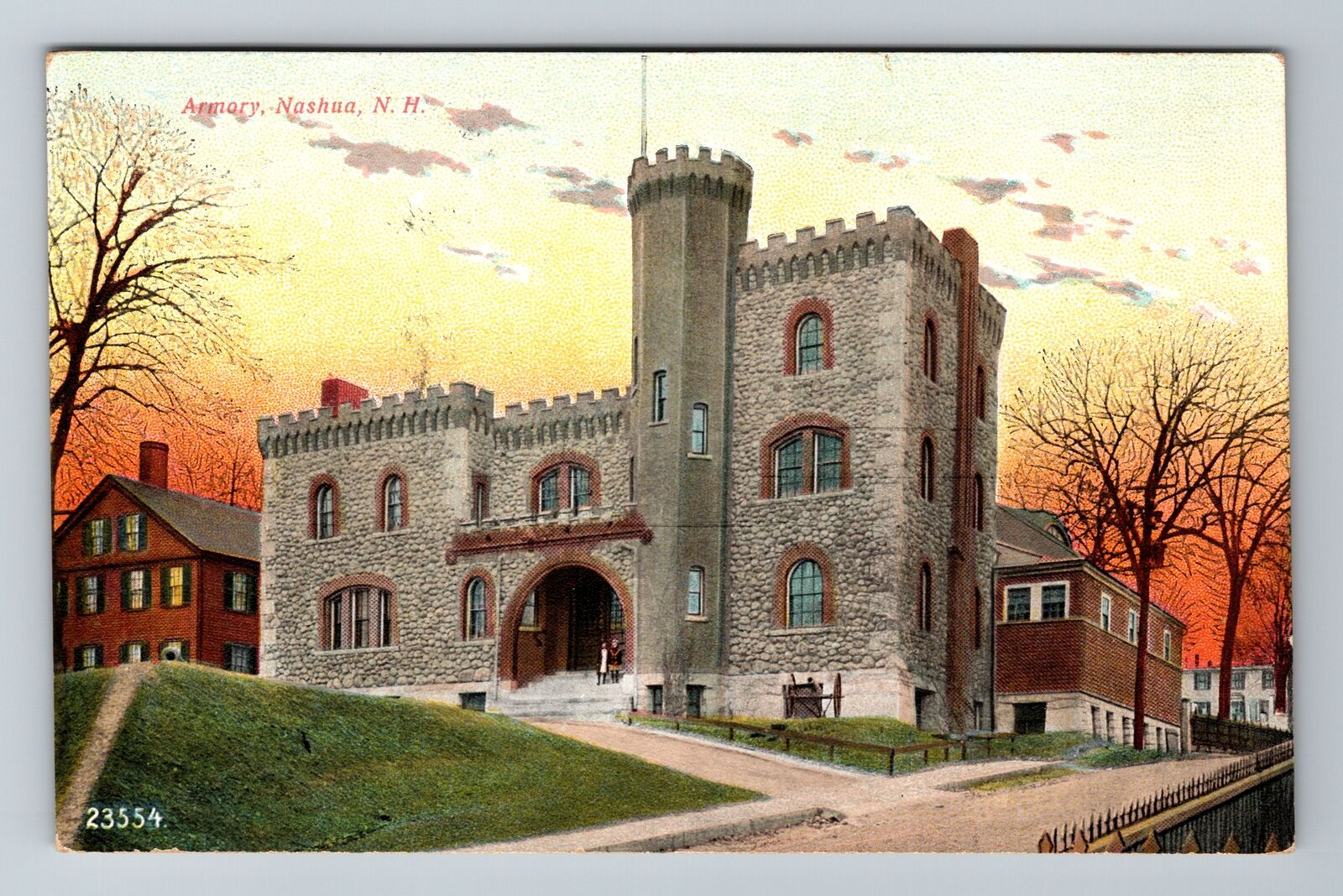 Nashua NH-New Hampshire, Armory, Antique, Vintage c1909 Souvenir Postcard
