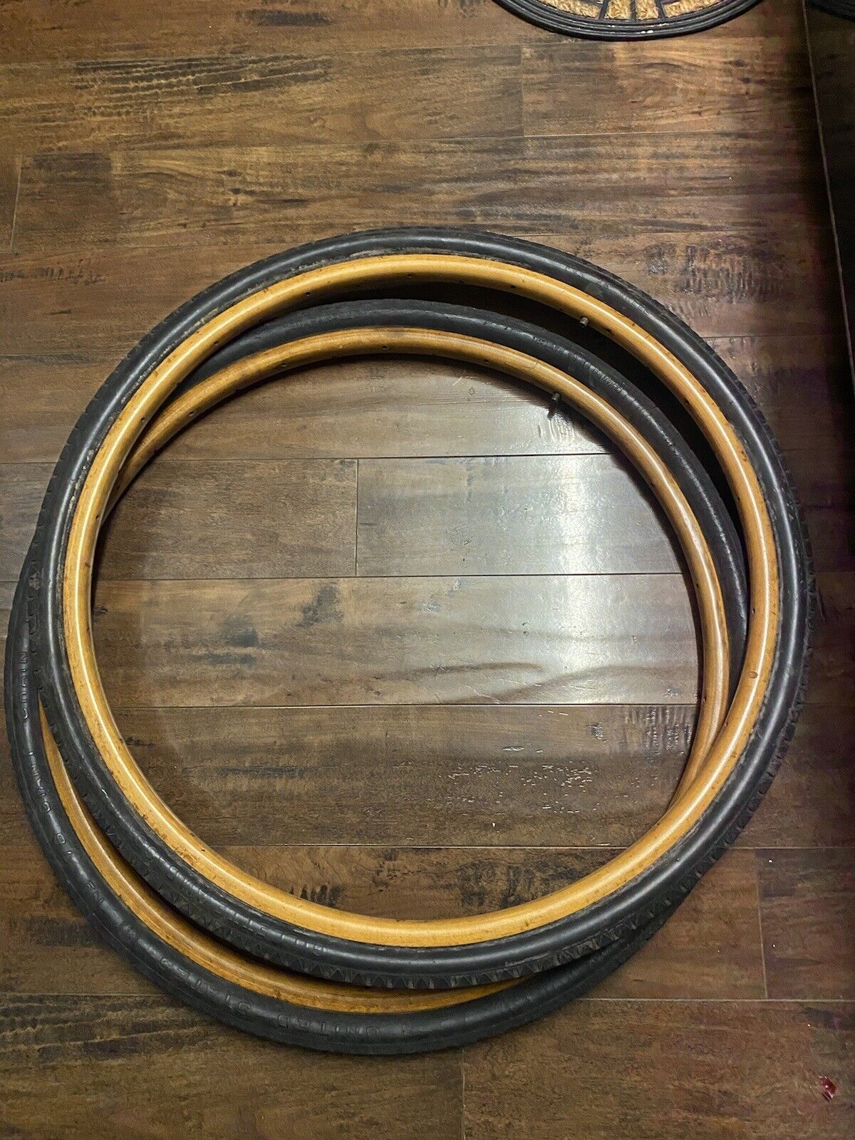 Vintage Pair Of Track Wooden 28” Rims With Singletube Tires