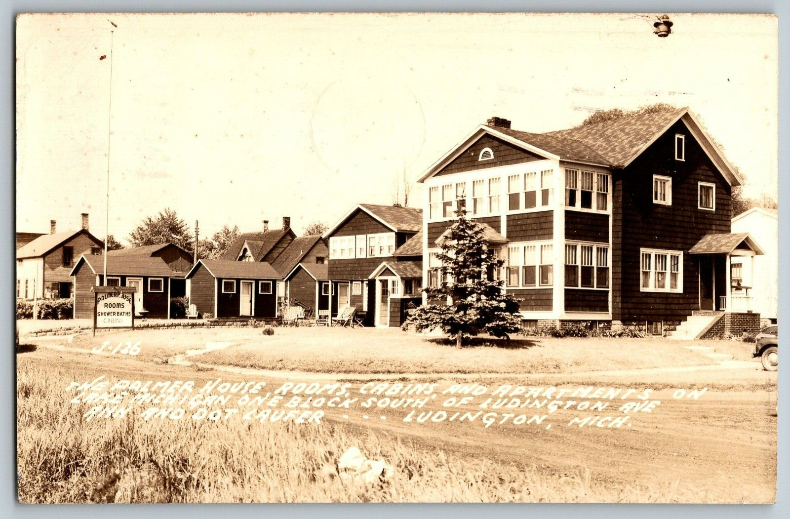 RPPC Vintage Postcard - Ludington, Michigan - The Palmer House Rooms & Cabins