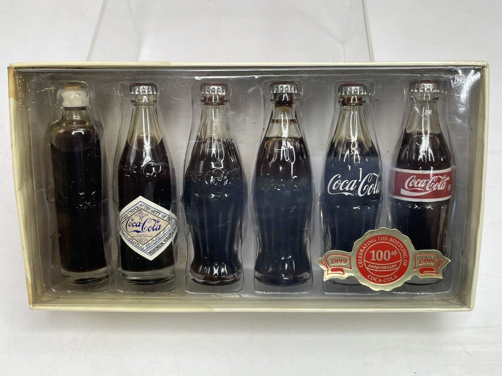 Evolution Of The Coca Cola Contour Bottle 1998 Mini Set (6) Vtg Coke 1899 - 1986