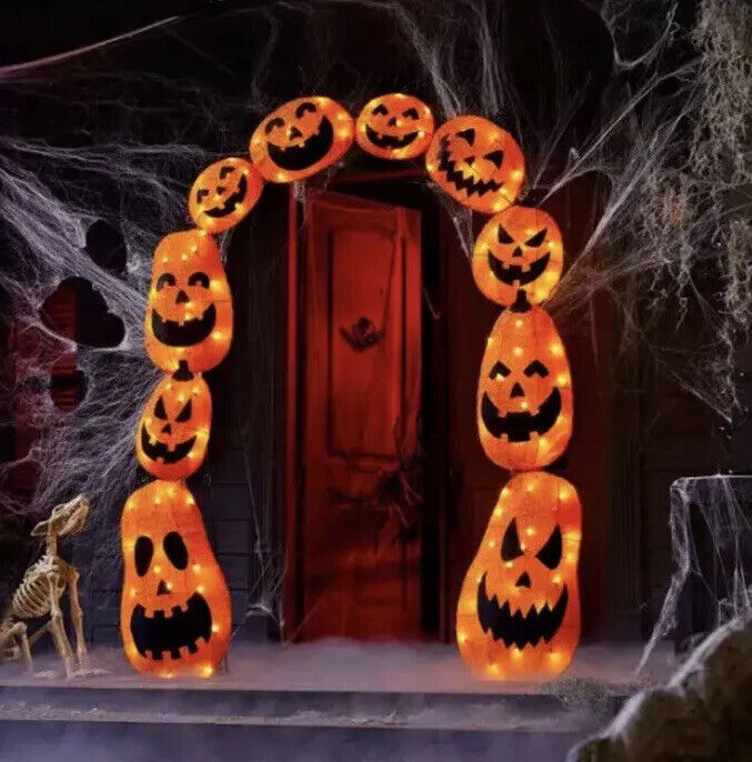 7.5 ft. Tinsel Plug-In LED Pumpkin Archway Home Accents Depot