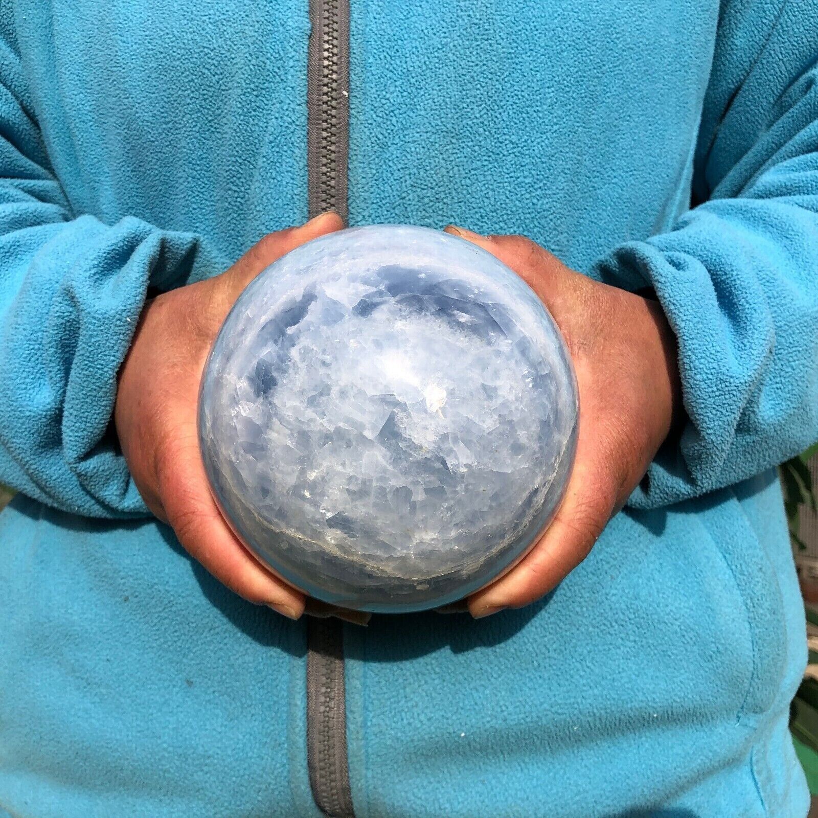 5.7 LB Natural Blue Calcite Quartz Sphere Crystal Ball Mineral - Madagascar