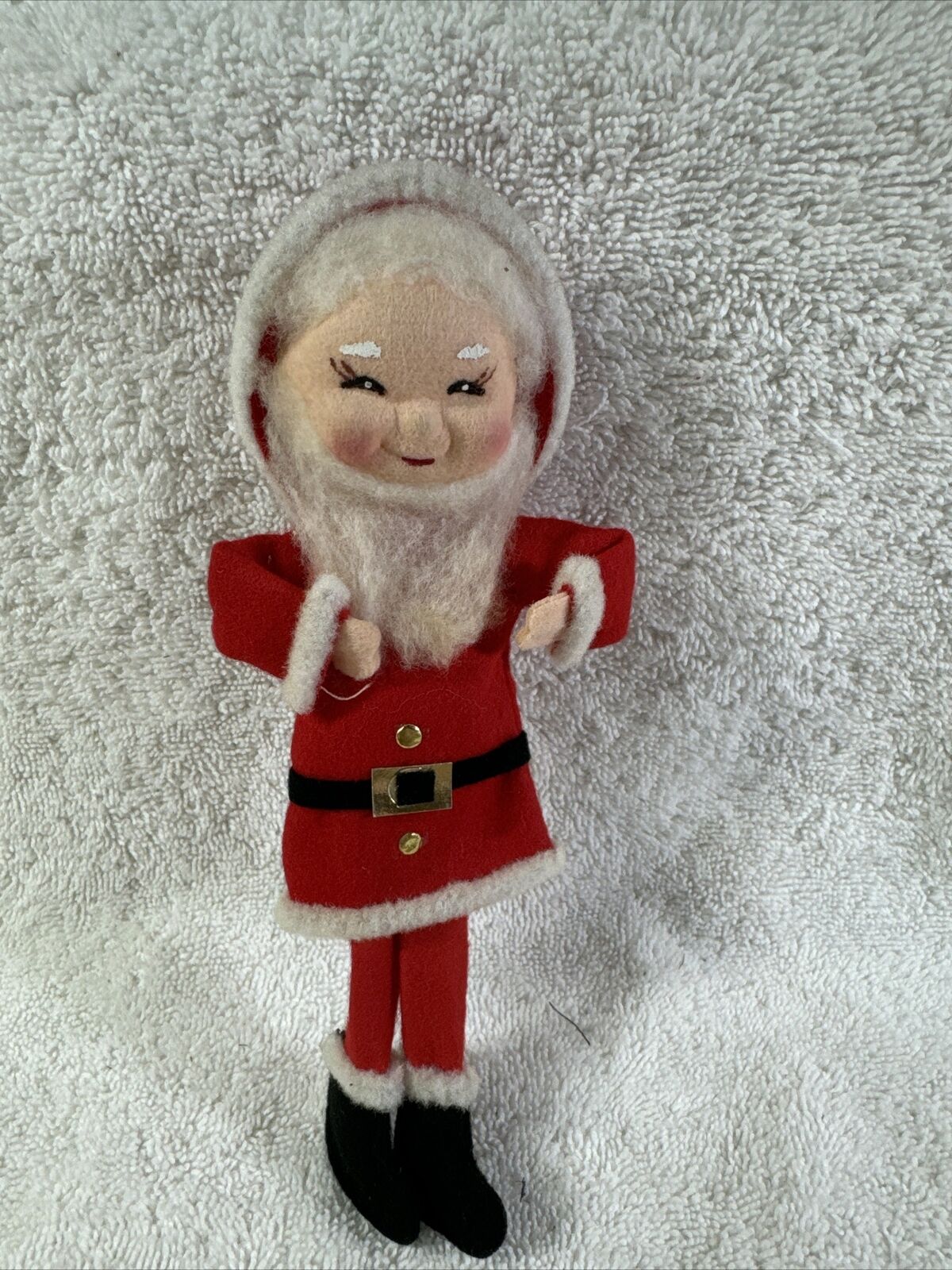 Vintage Nylon Face/Felt Santa Christmas Ornament Japan F91
