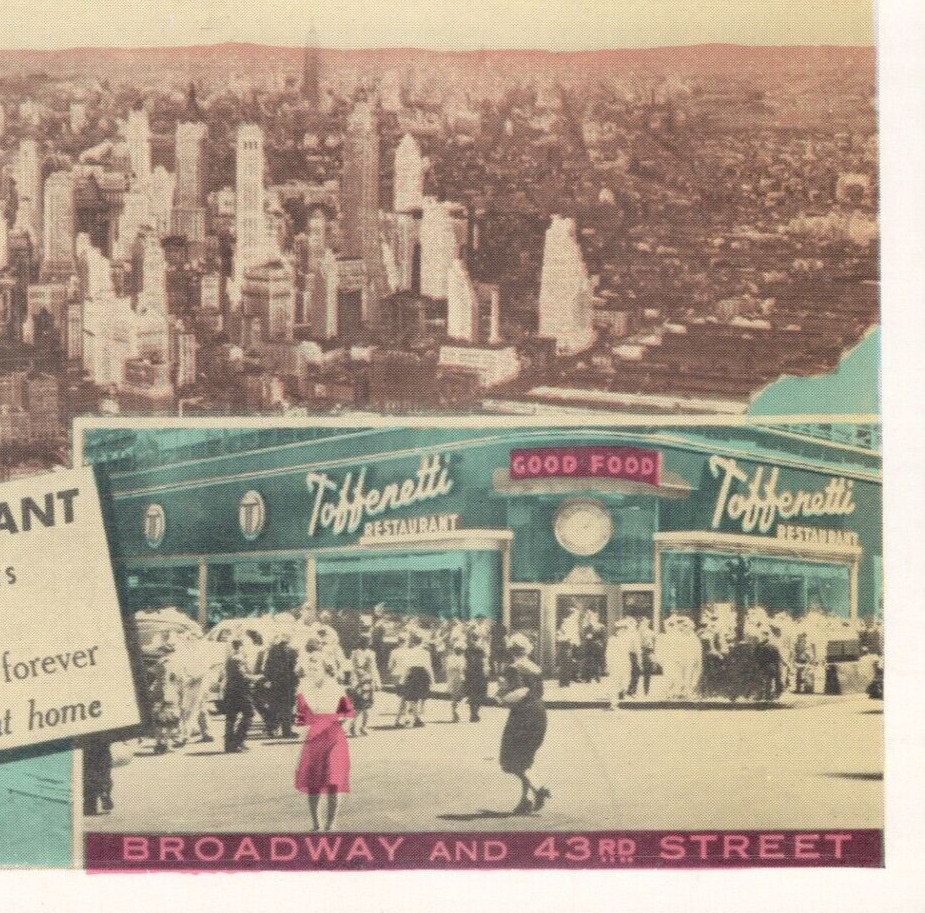 Toffenetti Restaurant Times Square NY Lumitone Photoprint 1950 VTG Postcard UNP