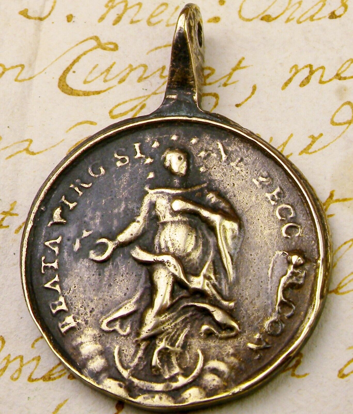 ANTIQUE 18TH CENTURY IMMACULATE CONCEPTION CORPUS CHRISTI ROME PILGRIMAGE MEDAL
