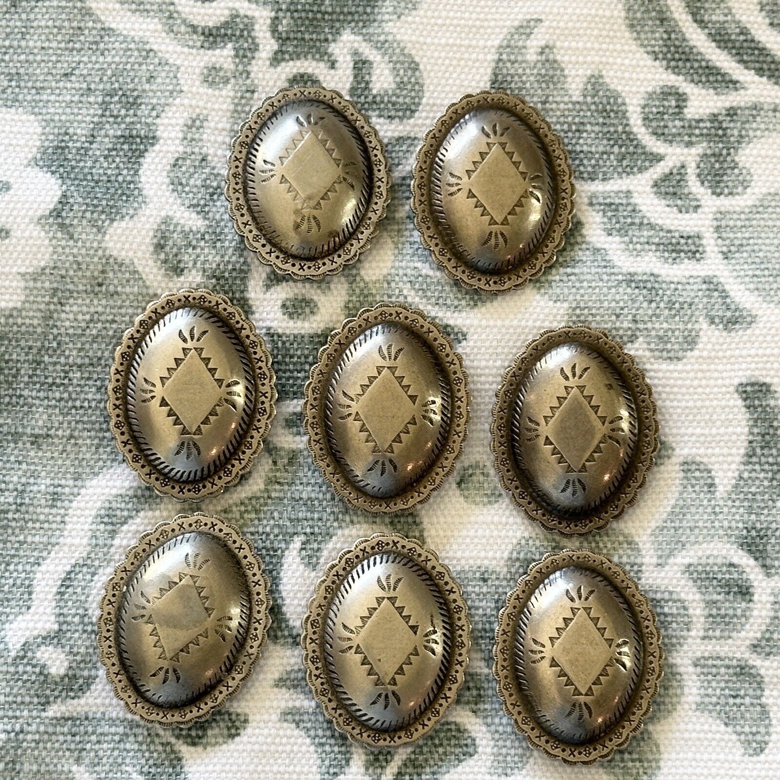 VTG Navajo Native American Button Covers Sterling Silver Conchos Oval Lot Of 8