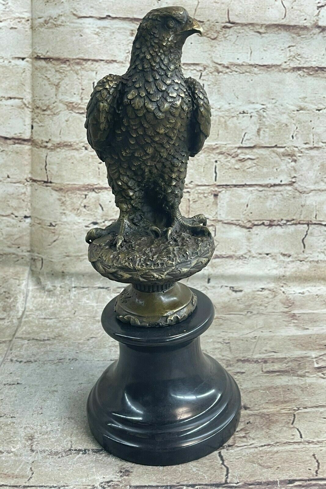 MAGESTIC Perched Bird of Prey Bronze Statue Sculpture Bald Eagle Hawk Falcon Art