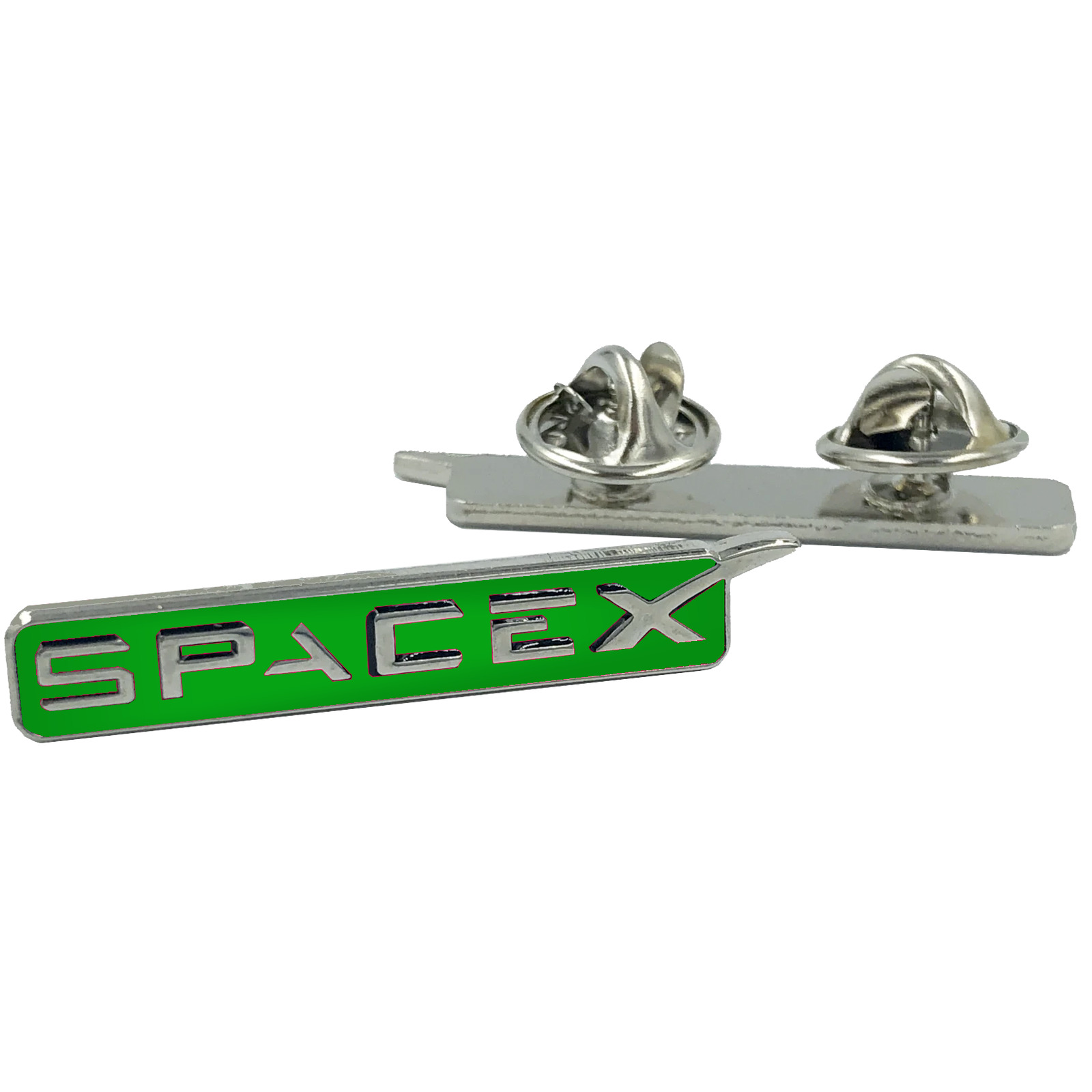 SpaceX pin Space X dual pin back green lapel pin K-008 P-036B