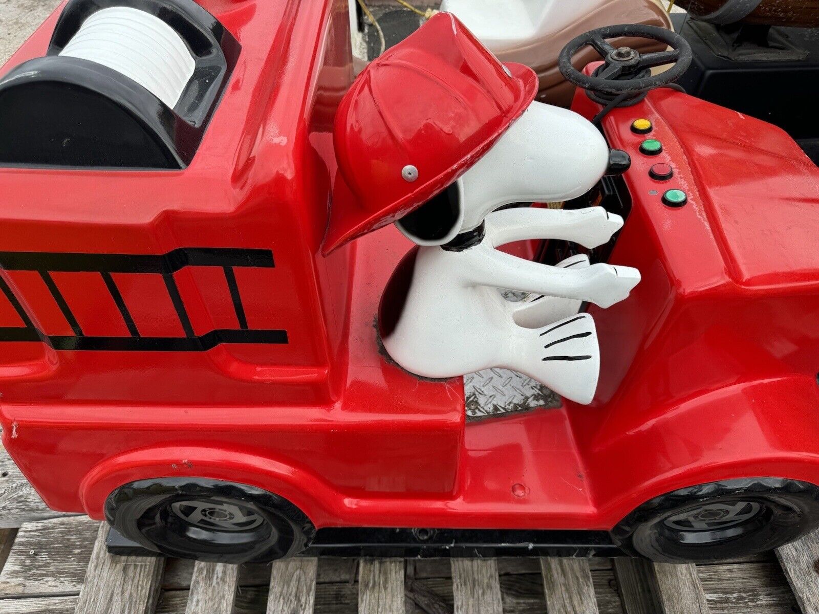 Kiddie Ride-Snoopy In Fire Engine As Is Will Ship