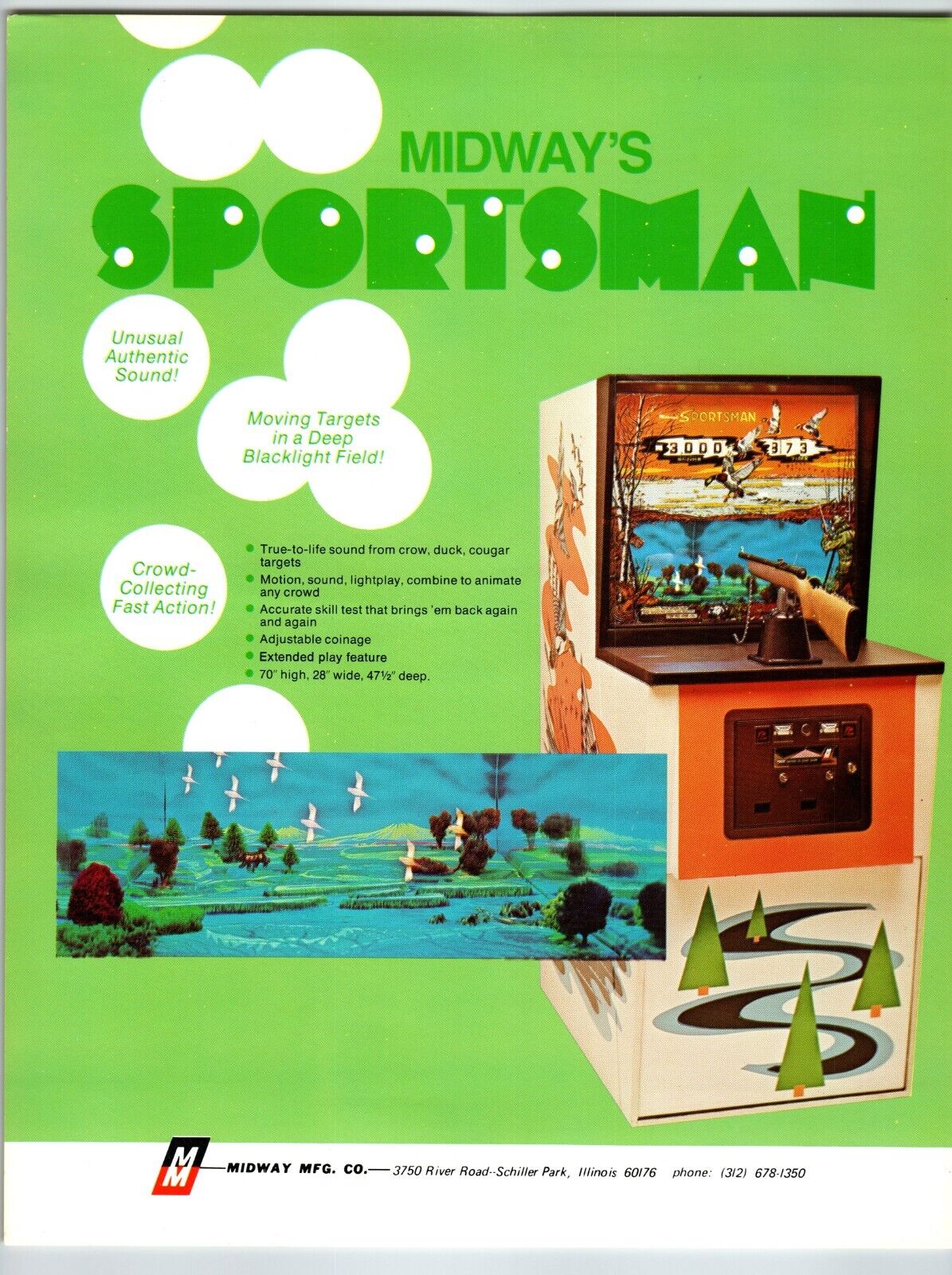 Sportsman Video Arcade Game Flyer 1973 Original Retro Art 8.5\