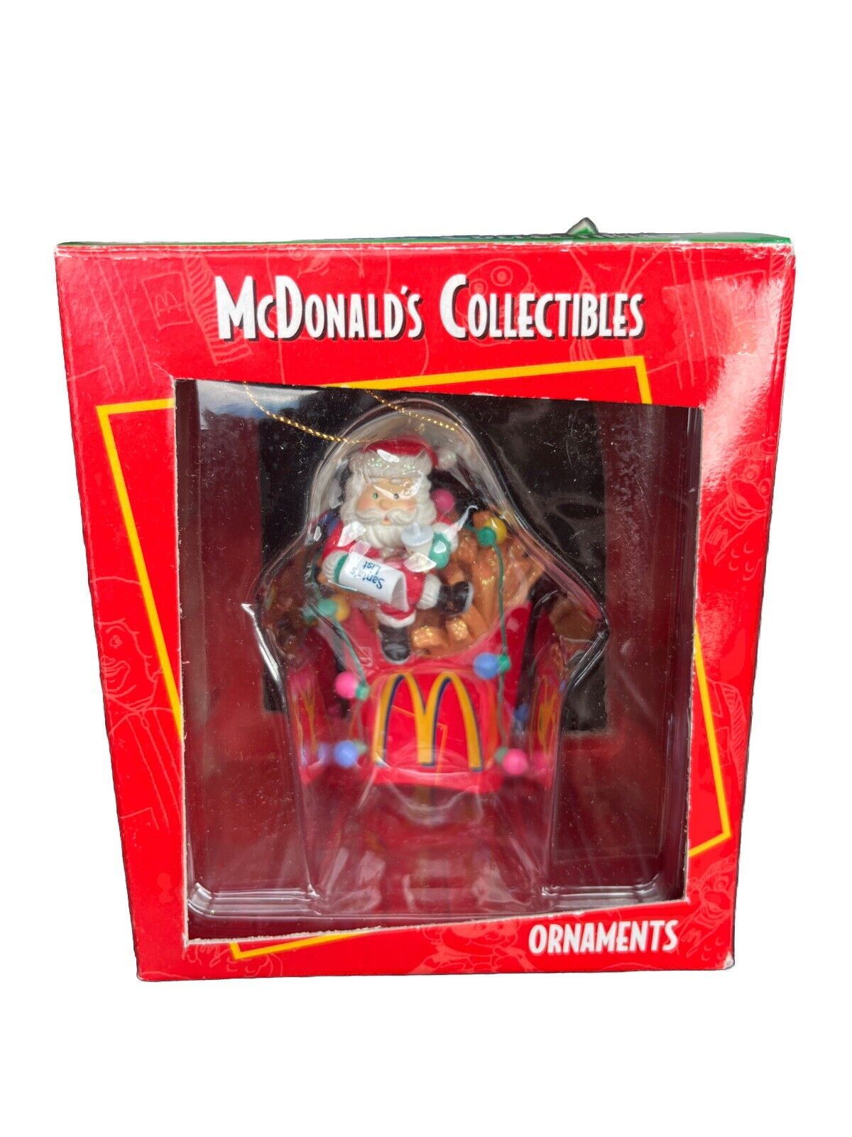 McDonald\'s Santa Sitting on Fries Making Christmas List Collectibles Ornaments