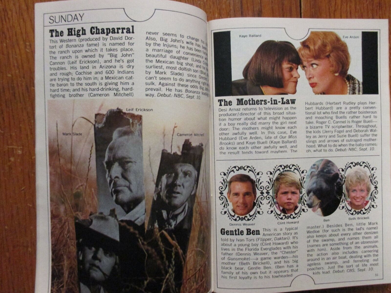 9/1967 TV Guide Fall Preview(HIGH CHAPARRAL/GENTLE BEN/FLYING NUN/MANNIX/CUSTER)