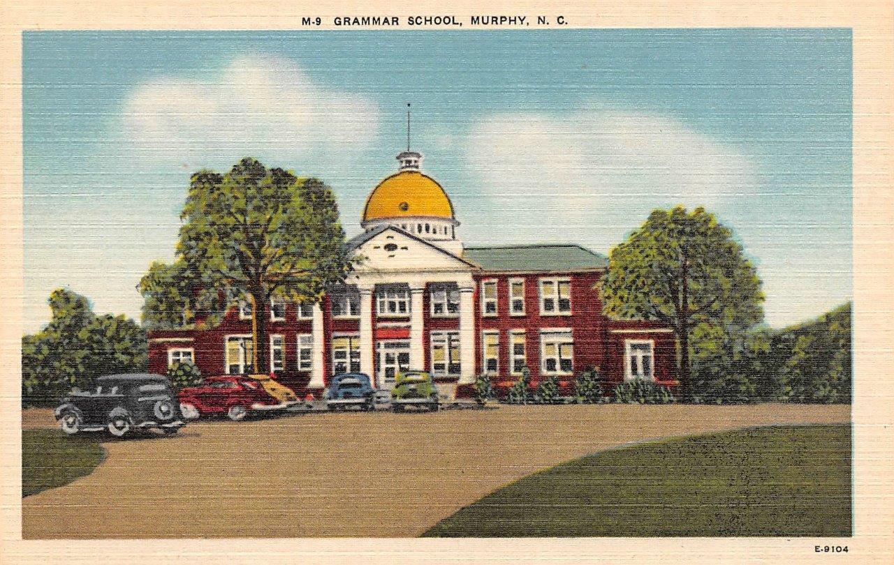 NC, North Carolina        MURPHY GRAMMAR SCHOOL         c1940's Linen Postcard