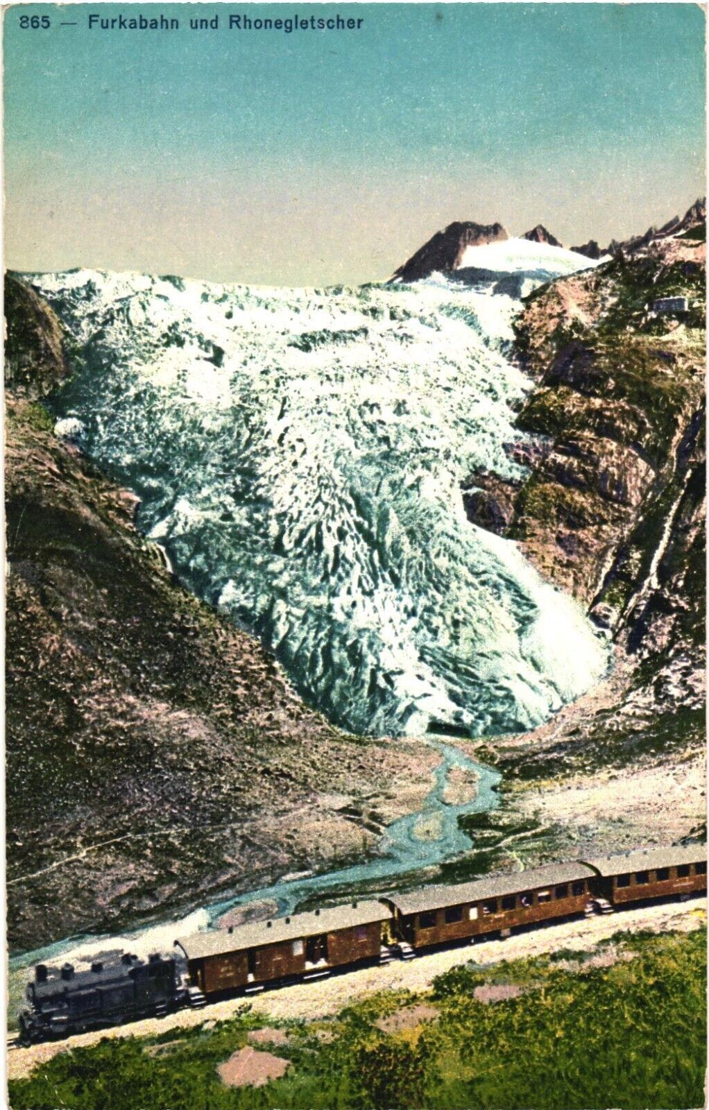 Picturesque View of Furka Railway and Rhone Glacier, Switzerland Postcard
