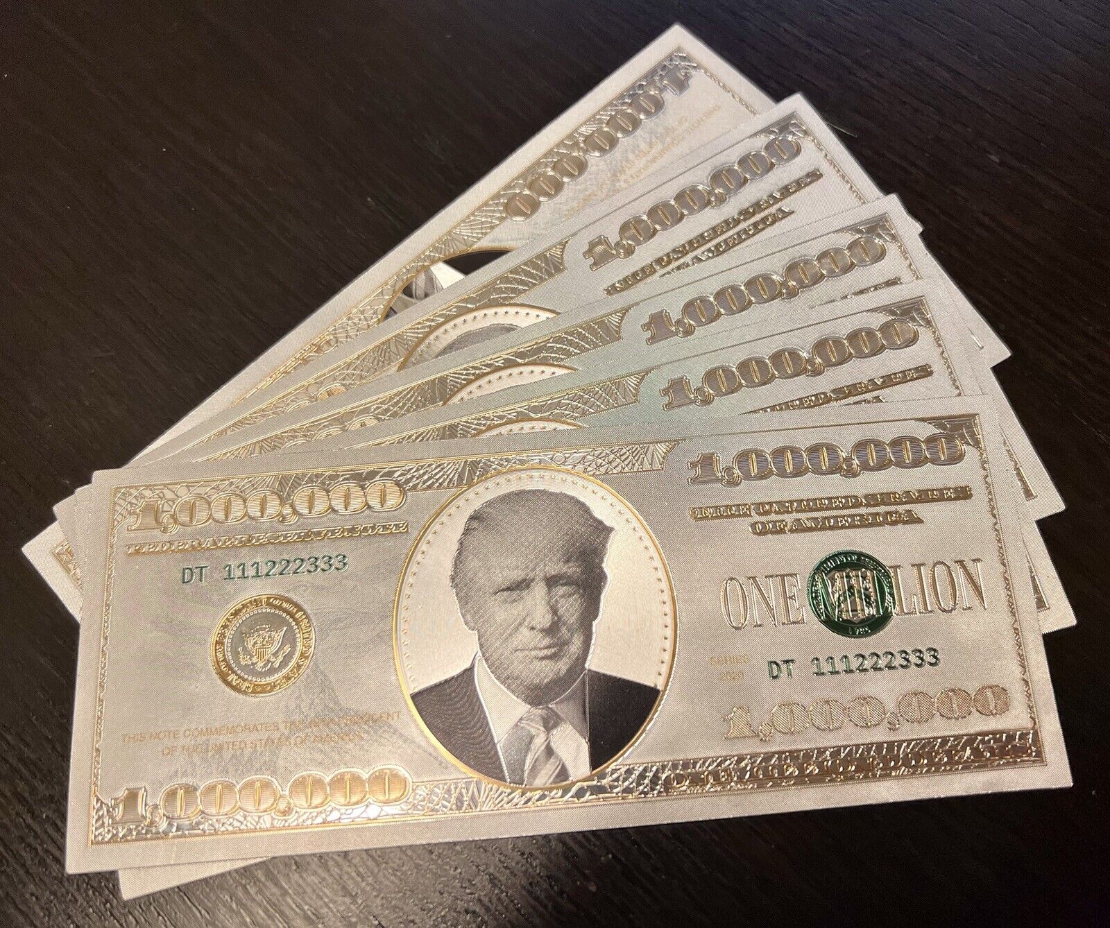 10 pcs Donald Trump silver gold metallic Foil money dollar