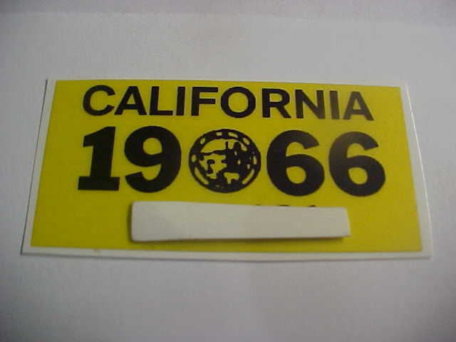1966 california license plate registration yom sticker  WITH TRACKING