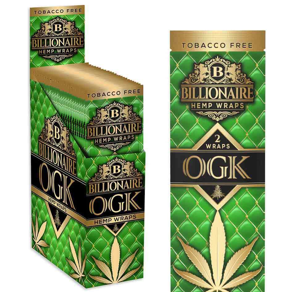 Billionaire Wraps - O.G.K. OGK Flavor for Rolling (Box of 25 Pouches)