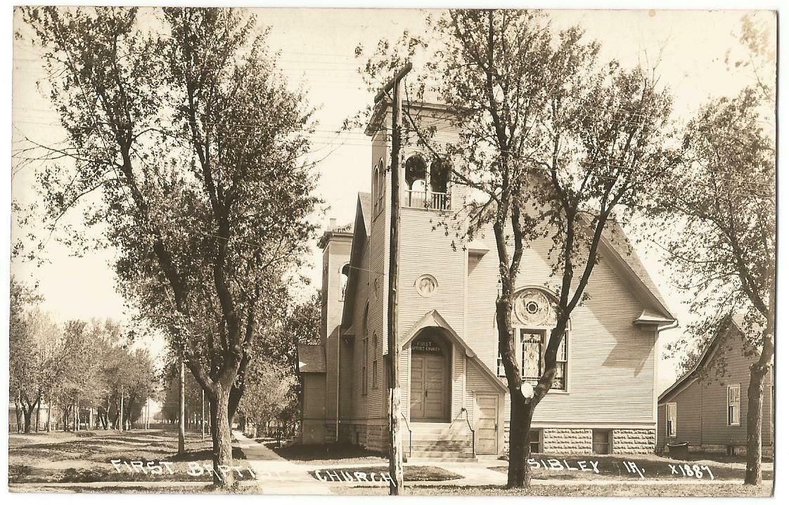 Sibley Iowa IA ~ First Baptist Church & Neighborhood RPPC Real Photo 1933