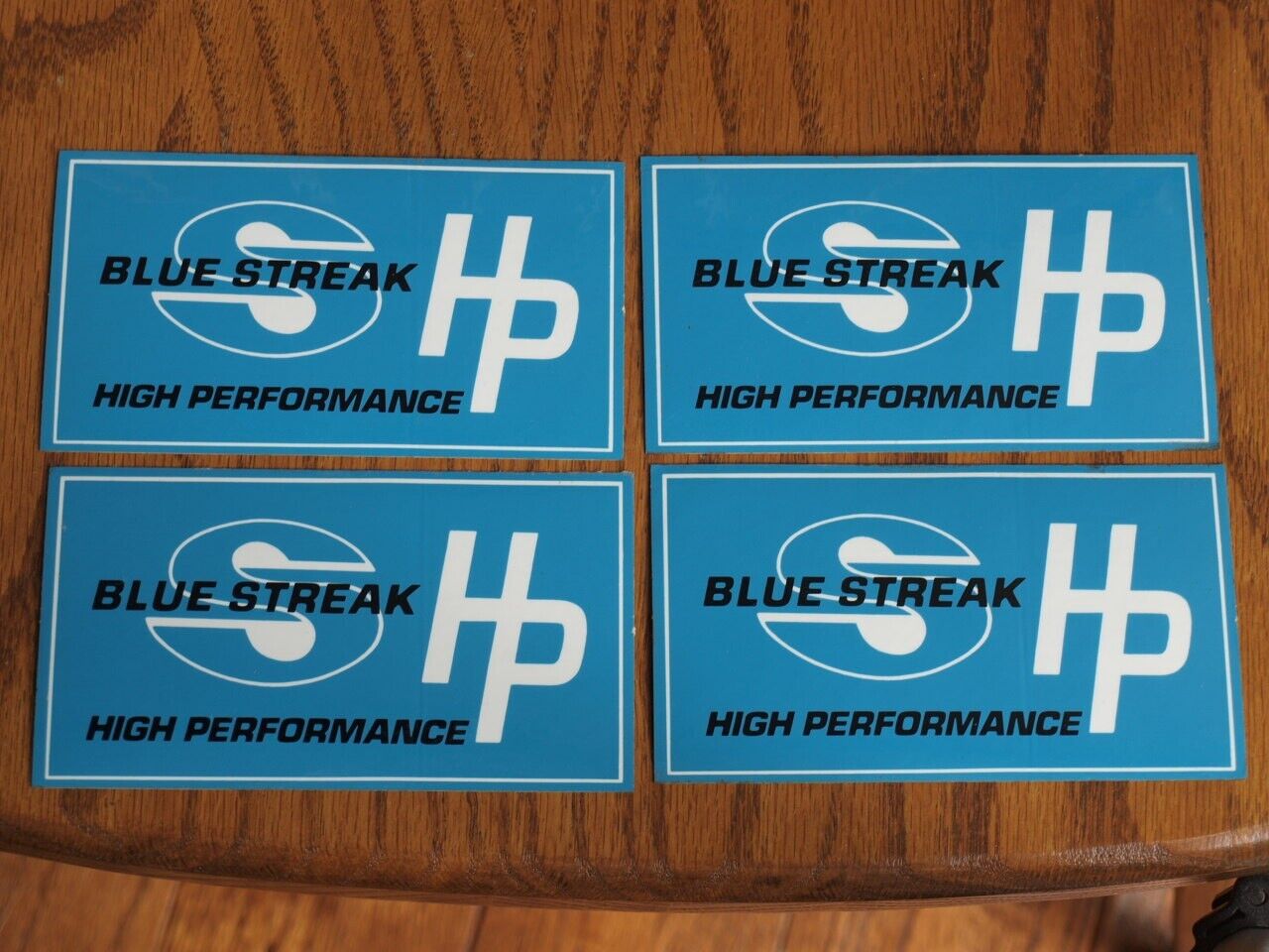 4 Vintage Blue Streak High Performance Ignition Racing Stickers 2 3/4\