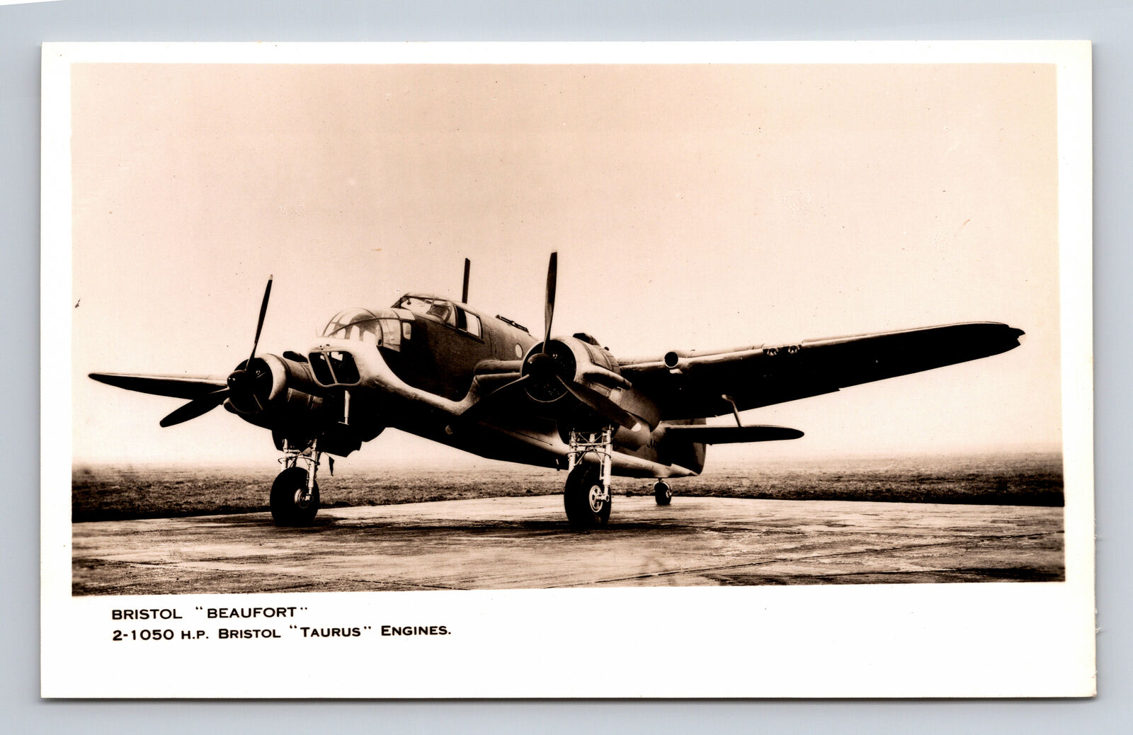 RPPC RAF Bristol Beaufort Torpedo Bomber FLIGHT Photograph Postcard