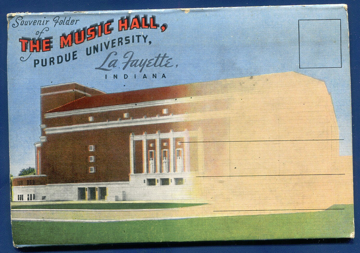 La Fayette Indiana in the Music Hall Purdue University Postcard Folder PF566