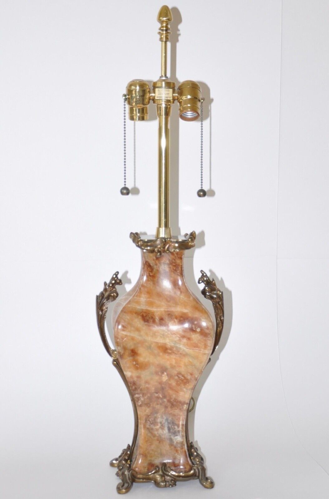 Marbro Lamp Co. Amber Brown Marble Table Lamp Hollywood Regency MCM Vintage