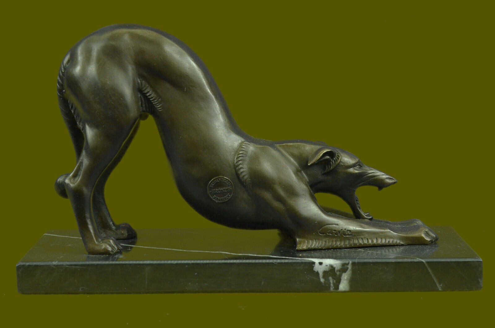 Handmade Greyhound Retired Rescued Adopted Racing Dog Sighthound Bronze Figure