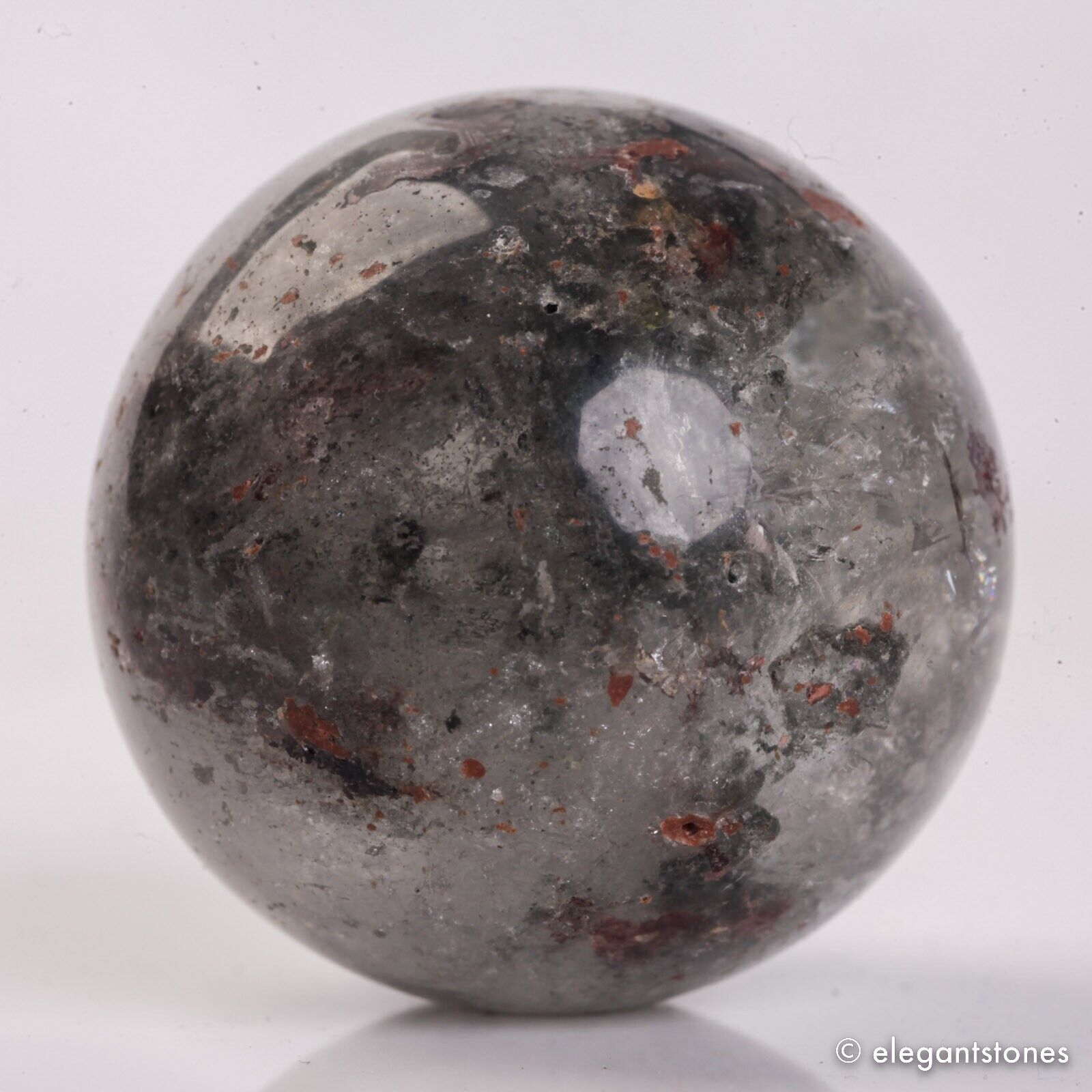 54g33mm Natural Garden/Phantom/Ghost/Lodolite Quartz Crystal Sphere Healing Ball