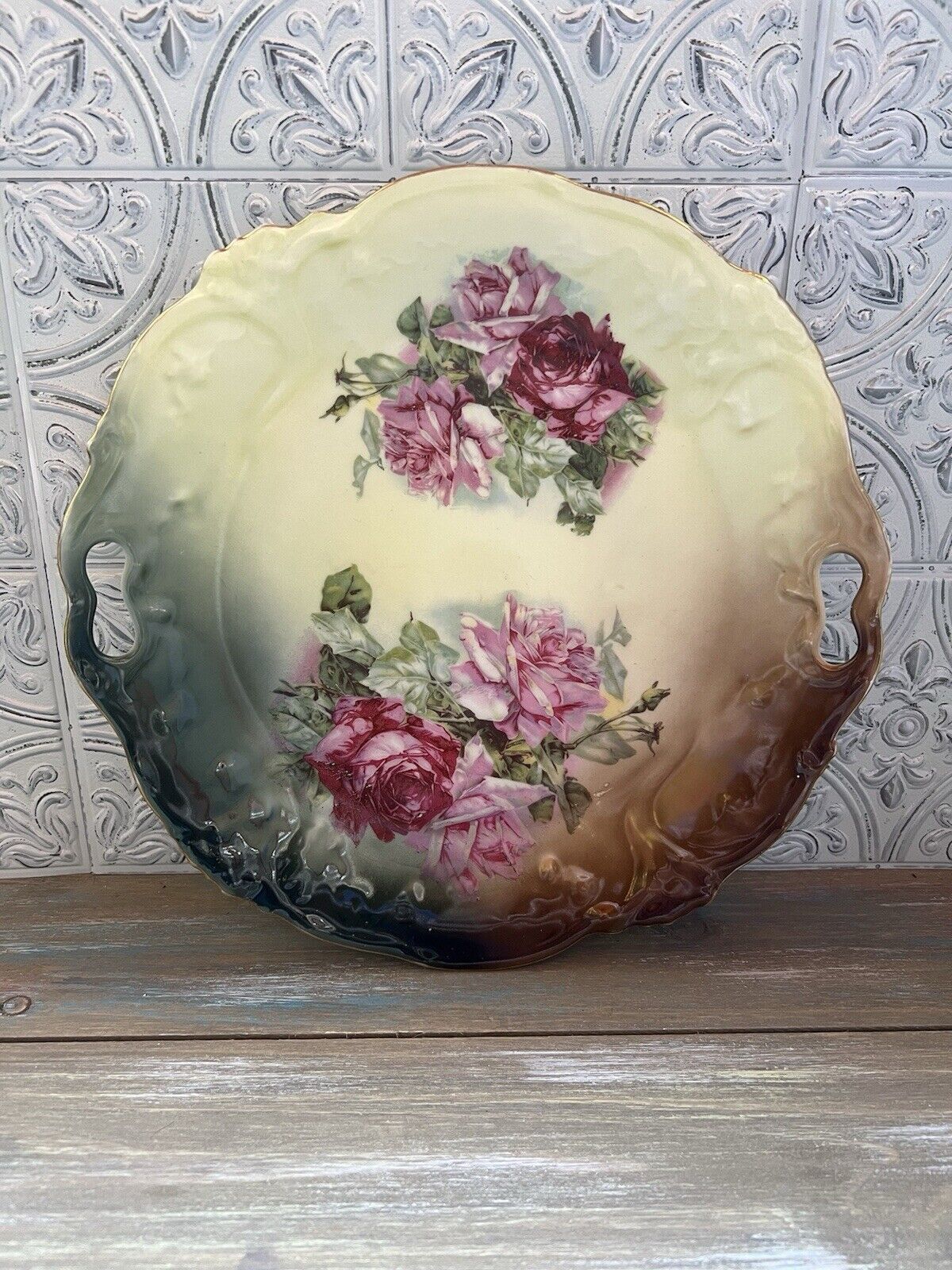 Antique Bavaria Hand Painted Porcelain Plate Flora