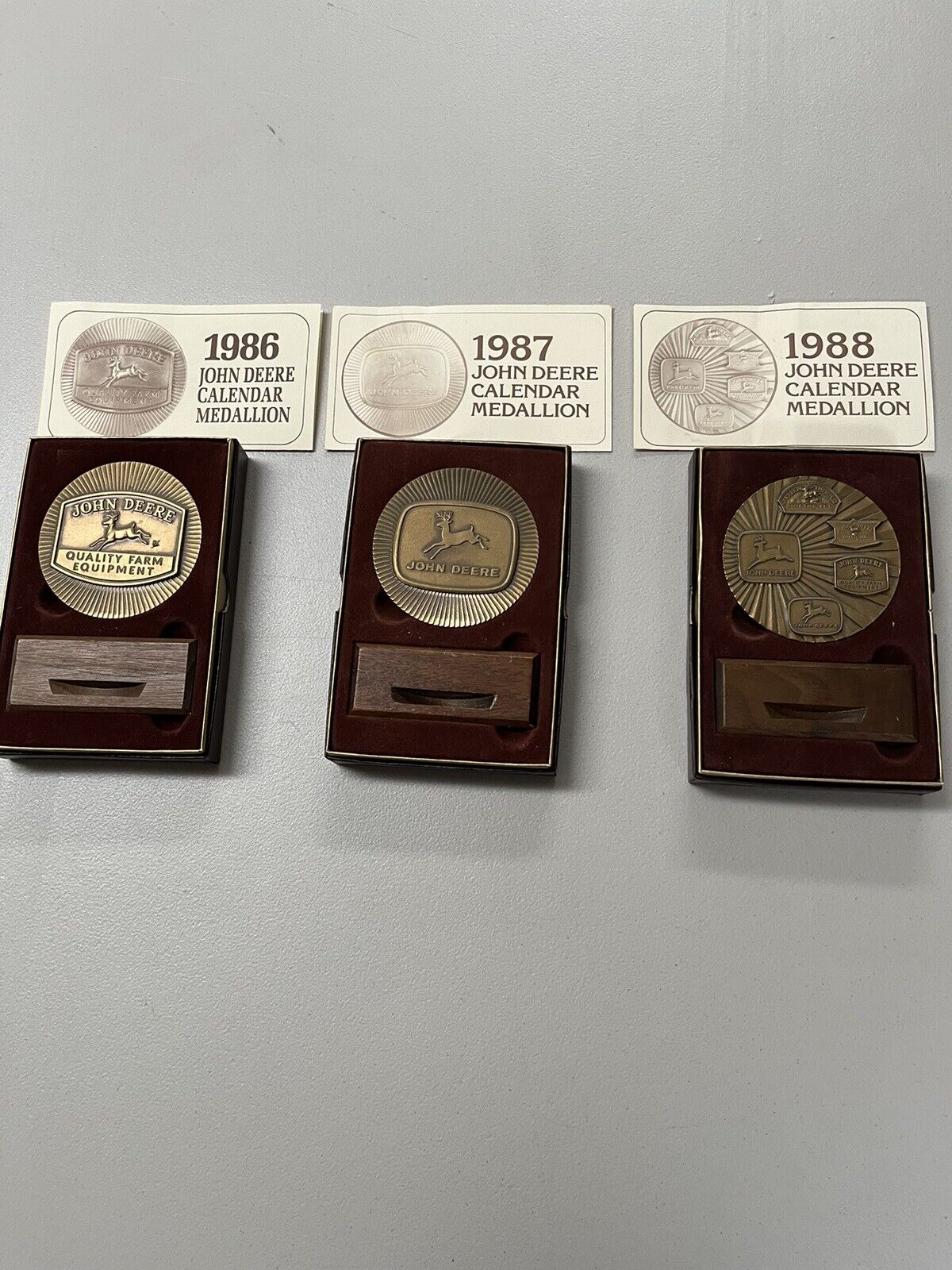 Pre Owned Lot Of 3 , 1986-1988 John Deere Calendar Medallions