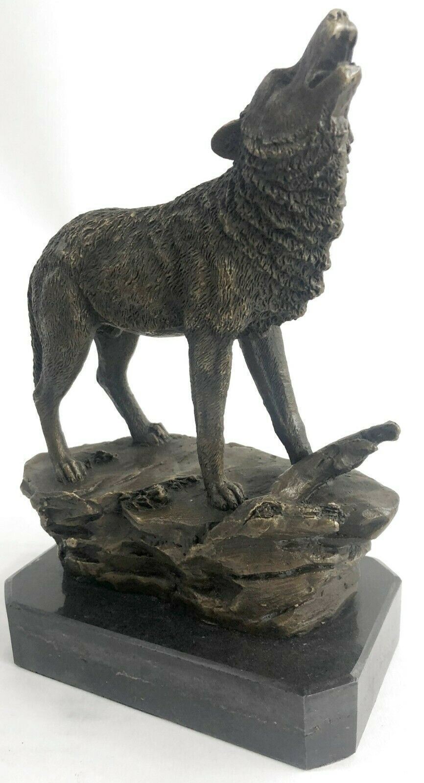 Western pure Bronze ART sculpture Statue wolf snarl genus Canis animal Artwork