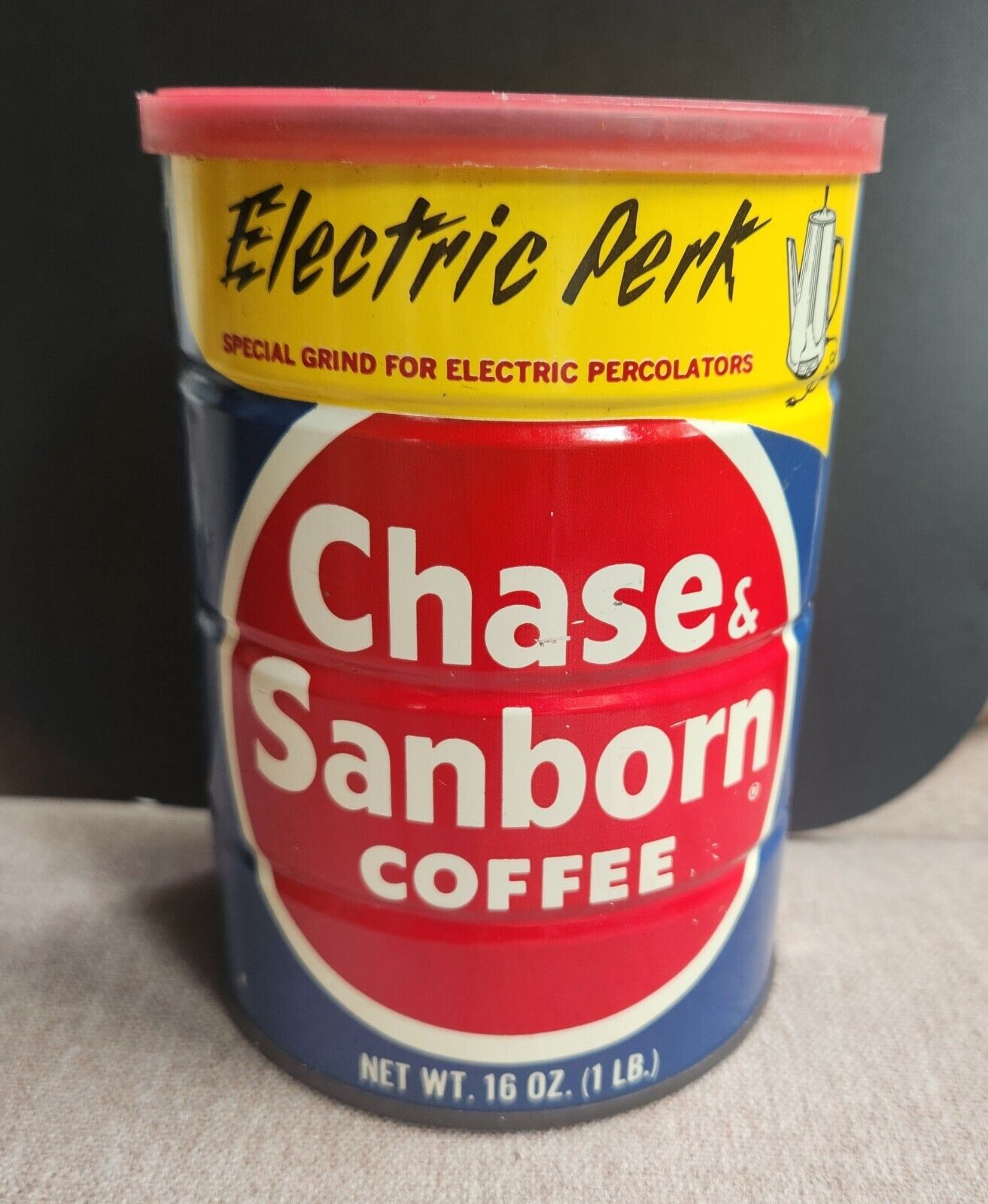 Chase & Sanborn Coffee Tin Can VTG 16 Oz Electric Perk Empty
