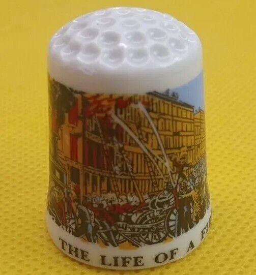 The Life Of A Fireman Thimble Depicts Firefighters Circa The 1800s