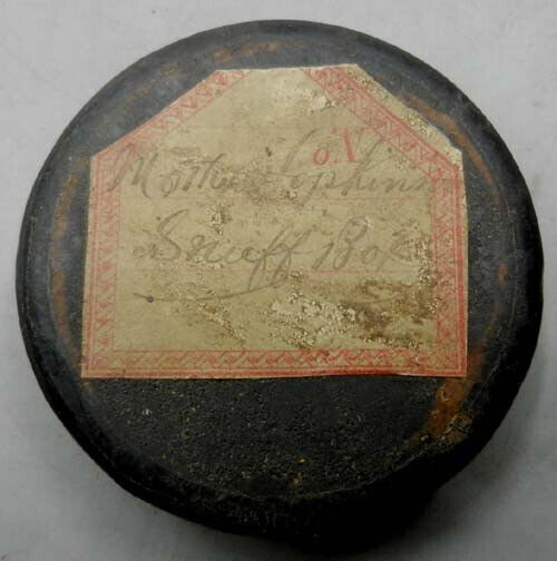 Antique Circa 1830-50 Papier (Paper) Mache MOTHER HOPKINSON Snuff Box Signed