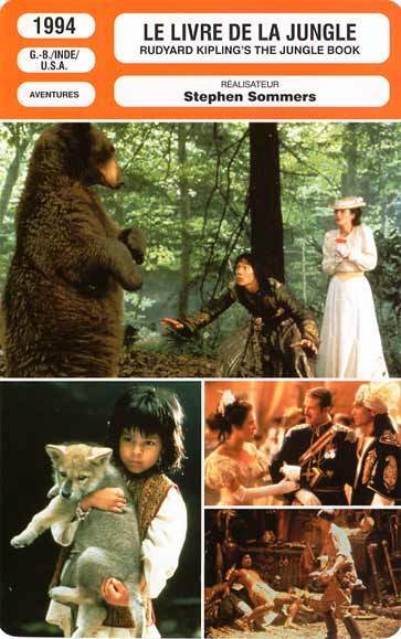 MOVIE CARD: THE JUNGLE BOOK - Neill,Sommers 1994 Rudyard Kipling\'s...