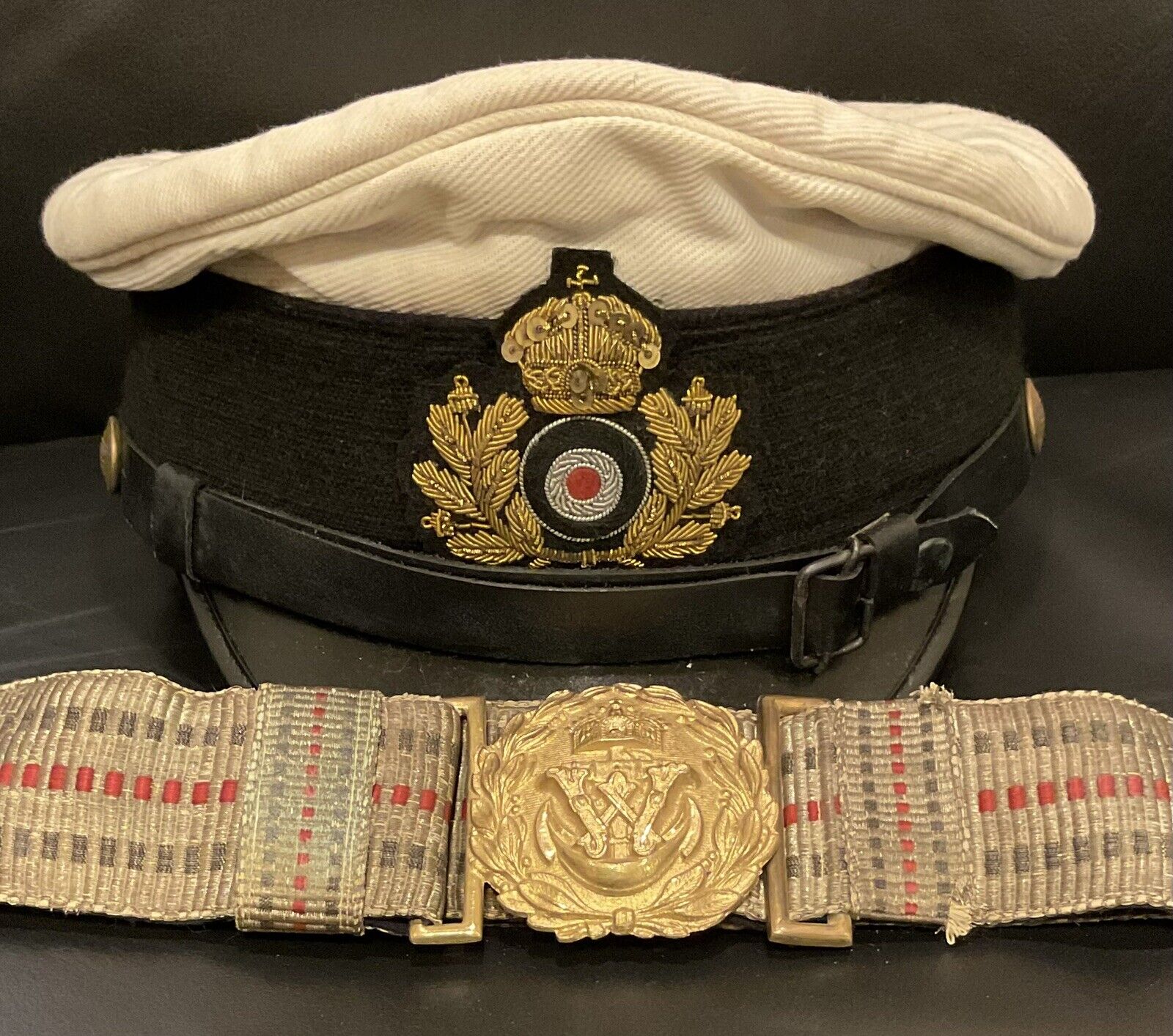 Imperial German, WW 1, RARE (1902-1918) Navy Officer Dress Brocade Belt & Buckle