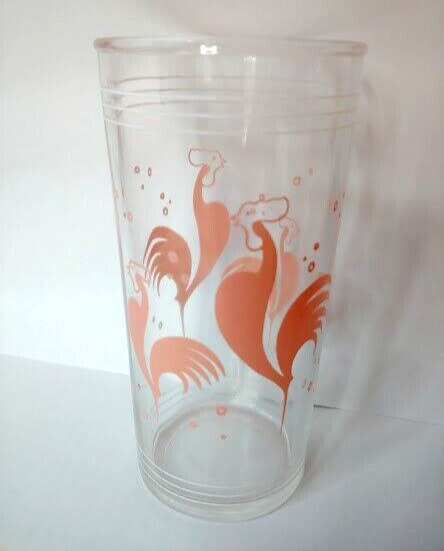 1960s Pink Rooster Juice Glass MCM Retro 5
