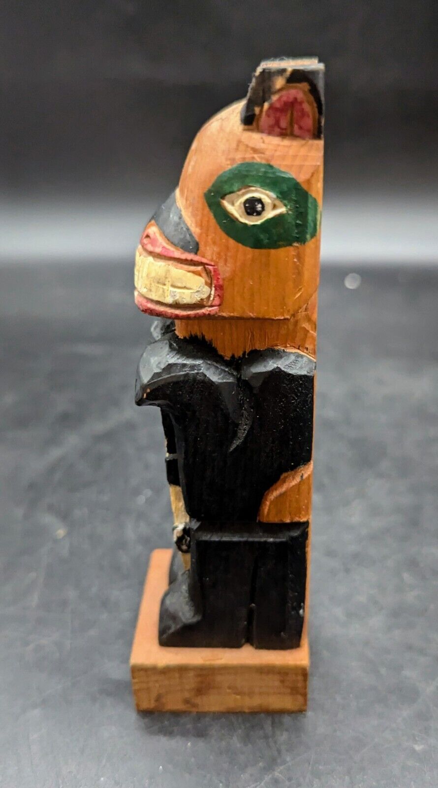 Alaska Black Diamond Hand Carved Totem Pole NW Coast Signed Small 5.5\