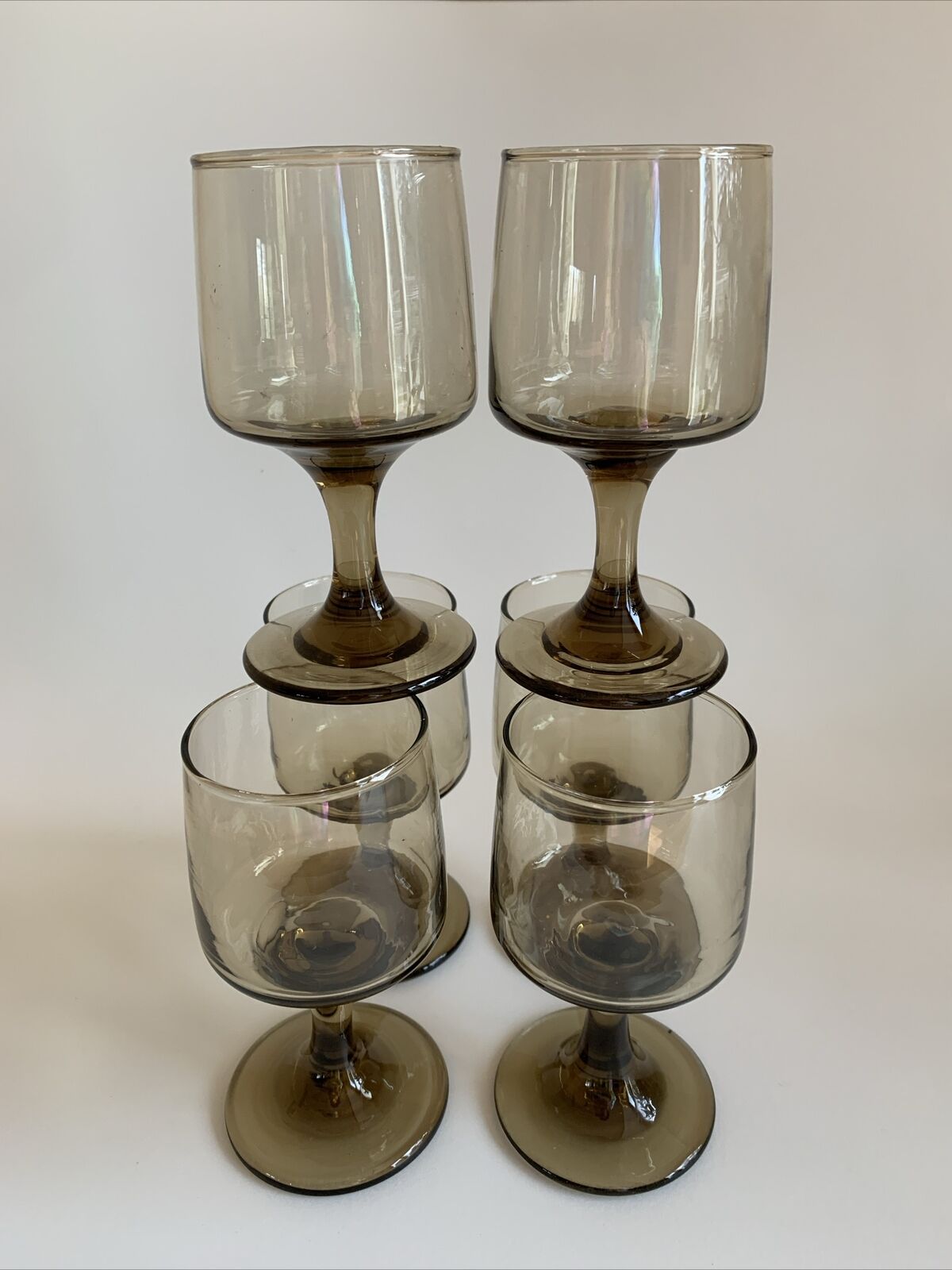 SET OF 6 Mid Century Modern Libbey TAWNY ACCENT Brown 5-1/4\