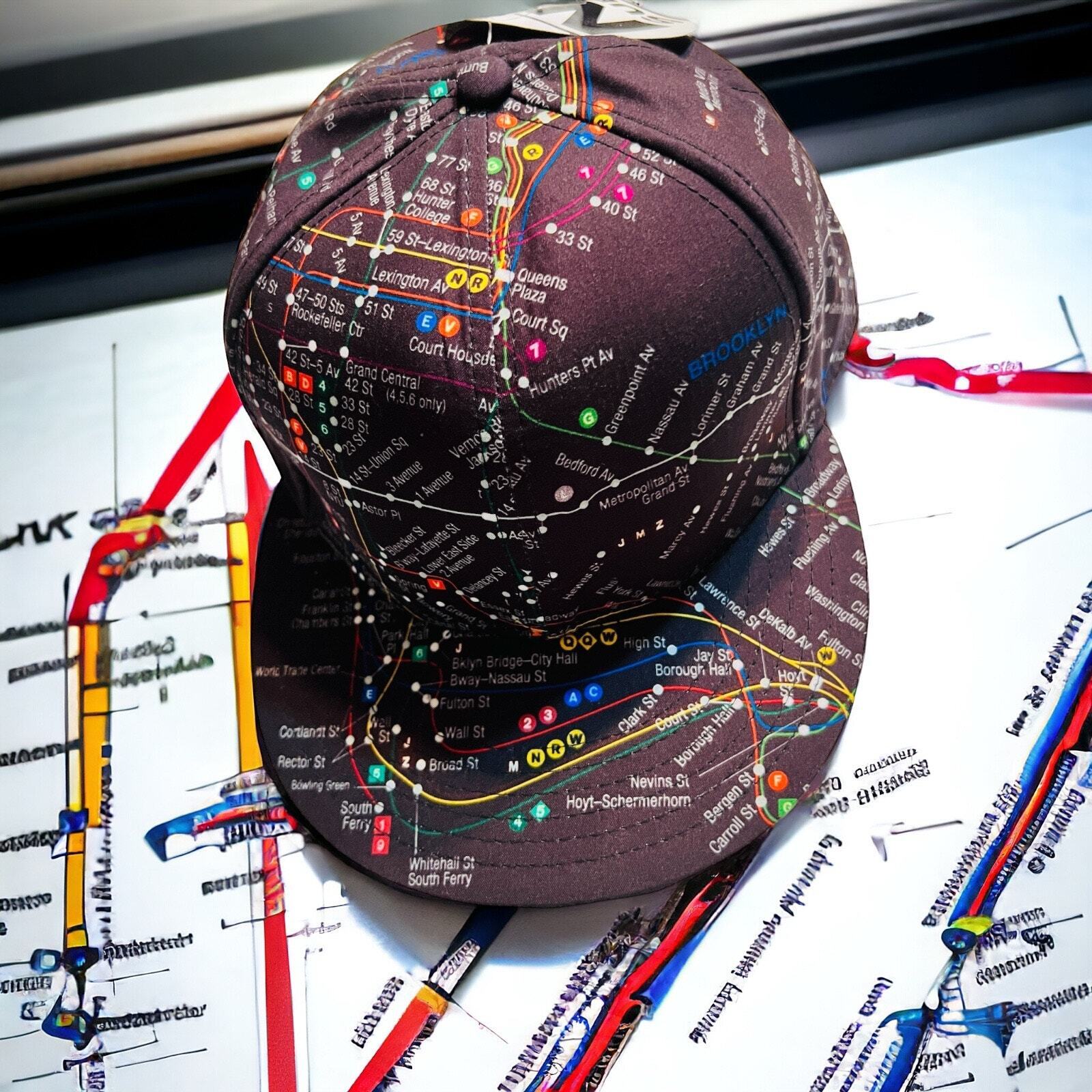 MTA NYC Subway Line XXXL fitted all print map hat cap NYC transportation w TAGS