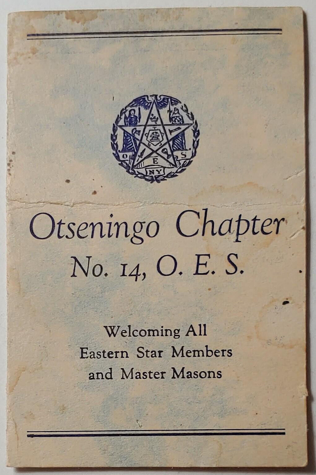 Otseningo Chapter No. 14, O.E.S., 1939 Mason\'s Masonic Meeting Program
