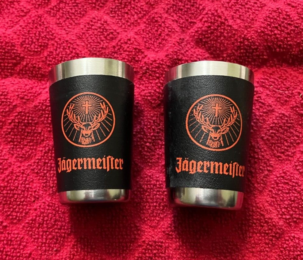 Pair of Jagermeister Metal shot glasses